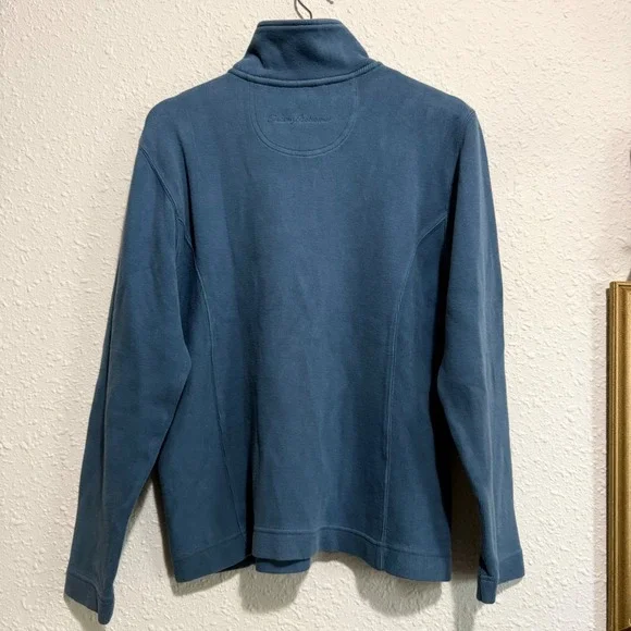 Tommy Bahama Men's M Pullover Sweatshirt Quarter Zip Blue Cozy Casual - Picture 2 of 5